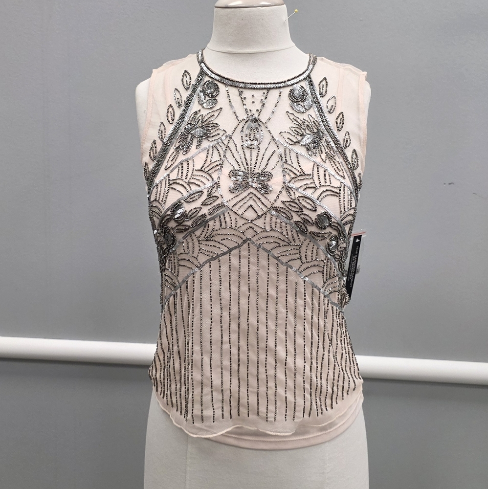 VENUS Pink Beaded Sleeveless Blouse NWT